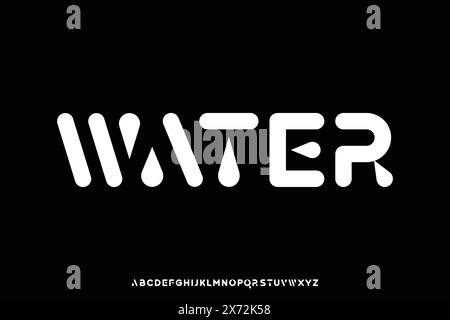 Creative abstract water alphabet display font vector illustration Stock Vector