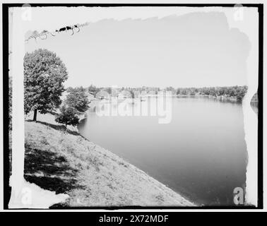 Lake Quinsigamond from lake park, Worcester, Mass., Title from jacket., '3114' on negative., Detroit Publishing Co. no. 034142., Gift; State Historical Society of Colorado; 1949,  Lakes & ponds. , Parks. , United States, Massachusetts, Worcester. , United States, Massachusetts, Quinsigamond, Lake. Stock Photo