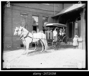 Admiral Sampson and family, Date based on Detroit, Catalogue J (1901)., Detroit Publishing Co. no. 021468., Gift; State Historical Society of Colorado; 1949,  Sampson, William Thomas,, 1840-1902. , United States., Navy. , Admirals, American. , Carriages & coaches. , Families. Stock Photo