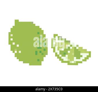 Collection of colorful Pixel icons of fruits vector illustration. Stock Vector