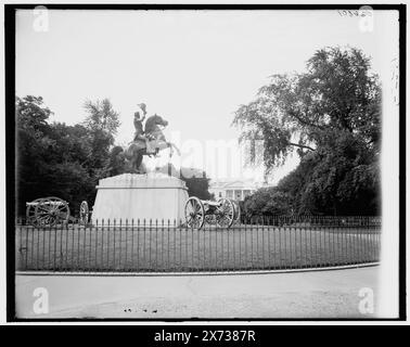 Jackson Memorial, Lafayette Park (Square), Washington, D.C., Title from jacket., 'G 5281' on negative., Detroit Publishing Co. no. 036801., Gift; State Historical Society of Colorado; 1949,  Jackson, Andrew,, 1767-1845, Statues. , Sculpture. , Parks. , United States, District of Columbia, Washington (D.C.) Stock Photo