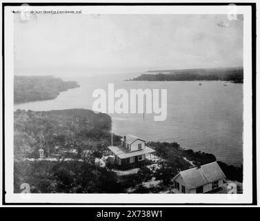 Jupiter Inlet from the lighthouse, Fla., Attribution to Jackson based on Catalogue of the W.H. Jackson Views (1898)., Detroit Publishing Co. no. 03667., Gift; State Historical Society of Colorado; 1949,  Bays. , Dwellings. , United States, Florida, Jupiter Narrows. Stock Photo