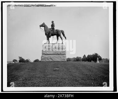 Statue of Major General George Gordan sic Meade, Gettysburg, Pa., Date based on Detroit, Catalogue P (1906)., '735-G' on negative., Detroit Publishing Co. no. 016610., Gift; State Historical Society of Colorado; 1949,  Meade, George Gordon,, 1815-1872. , National parks & reserves. , Sculpture. , United States, History, Civil War, 1861-1865. , United States, Pennsylvania, Gettysburg National Military Park. Stock Photo