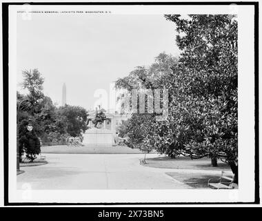 Jackson's Memorial, Lafayette Park i.e. Square, Washington, D.C., White House in background., Detroit Publishing Co. no. 071083., Gift; State Historical Society of Colorado; 1949,  Jackson, Andrew,, 1767-1845, Statues. , Sculpture. , Parks. , United States, District of Columbia, Washington (D.C.) Stock Photo