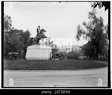 Jackson's statue, Lafayette Square, Washington, D.C., Attribution based on Catalogue of the W.H. Jackson Views (1898)., Detroit Publishing Co. no. 04411., Gift; State Historical Society of Colorado; 1949,  Jackson, Andrew,, 1767-1845, Statues. , Parks. , Sculpture. , United States, District of Columbia, Washington (D.C.) Stock Photo