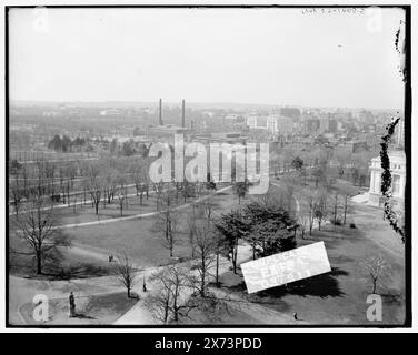 Washington from Smithsonian Institute (Institution) castle, Washington, D.C., Title from jacket., Six negatives form five-part panorama with close variant of left center section., Videodisc images are out of sequence; actual left to right order is 1A-19291, 19286 (or 19287), 19290, 19288, 19289., The Mall; National Museum of Natural History in center negative., 'G 8039,' 'G 8040,' 'G 8041 dup,' 'G 8043 dup,' 'G 8044,' and 'G 8046' on L, LC, LC A, C, RC, and R negatives, respectively., Detroit Publishing Co. no. 037211., Gift; State Historical Society of Colorado; 1949,  Parks. , Galleries & mu Stock Photo