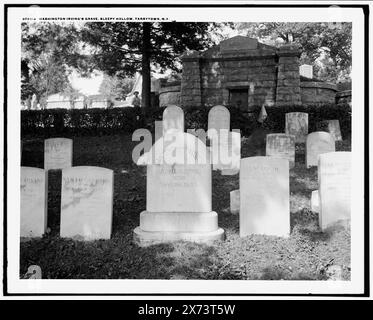 Washington Irving's grave, Sleepy Hollow, Tarrytown, N.Y., Detroit Publishing Co. no. 073014., Gift; State Historical Society of Colorado; 1949,  Irving, Washington,, 1783-1859, Tomb. , Cemeteries. , Tombs & sepulchral monuments. , United States, New York (State), North Tarrytown. Stock Photo