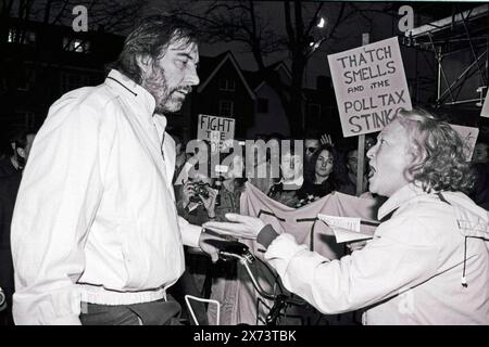 Anti Poll Tax Demonstrations outside Council Meeting in Salisbury Guildhall. November 1989. Stock Photo