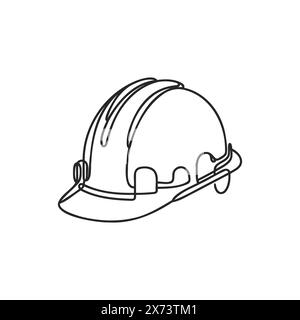 one line drawing of isolated hard hat. Stock Vector