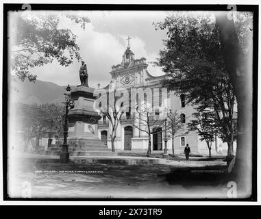 Cathedral and plaza, Caracas, Venezuela, '51' on negative., Detroit Publishing Co. no. 08912., Gift; State Historical Society of Colorado; 1949,  Cathedrals. , Plazas. , Sculpture. , Venezuela, Caracas. Stock Photo