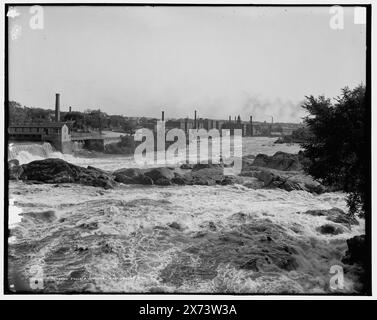 Amoskeag Falls and mills, Manchester, N.H., '4440' on negative., Detroit Publishing Co. no. 070416., Gift; State Historical Society of Colorado; 1949,  Rapids. , Industrial facilities. , United States, New Hampshire, Manchester. , United States, New Hampshire, Merrimack River. Stock Photo