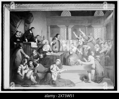 Trial of George Jacobs of Salem for witchcraft, Photograph of a painting signed 'T. H. Matteson 1855' at Essex Institute, Salem, Mass., Detroit Publishing Co. no. 078018., Gift; State Historical Society of Colorado; 1949,  Witchcraft. , Courtrooms. , Judicial proceedings. , United States, Massachusetts, Salem. Stock Photo
