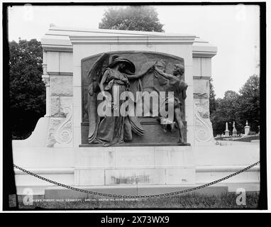 Forest Hills Cemetery, Boston, Martin Milmore Memorial, Date based on Detroit, Catalogue J (1901)., Relief by Daniel Chester French is known as The Angel of Death and the Sculptor., Detroit Publishing Co. no. 011944., Gift; State Historical Society of Colorado; 1949,  Cemeteries. , Tombs & sepulchral monuments. , Stone cutting. , United States, Massachusetts, Boston. Stock Photo