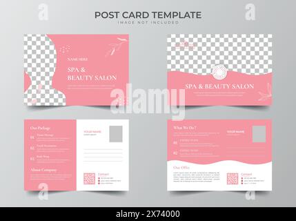 Spa Beauty Salon Postcard Set Template Stock Vector
