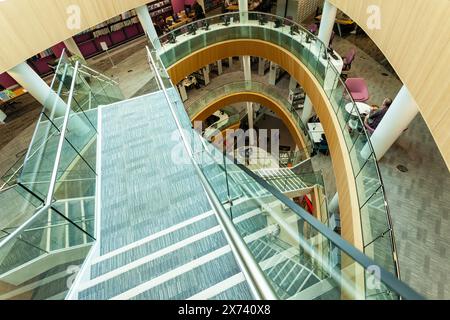 Staircase inside Central Library of Liverpool, Merseyside, England. Stock Photo