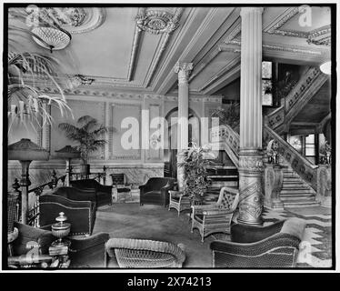 Marble stair, foyer, Murray Hill Hotel, New York, N.Y, Title from jacket., Detroit Publishing Co. no. 043844., Gift; State Historical Society of Colorado; 1949,  Hotels. , Stairways. , Lobbies. , United States, New York (State), New York. Stock Photo