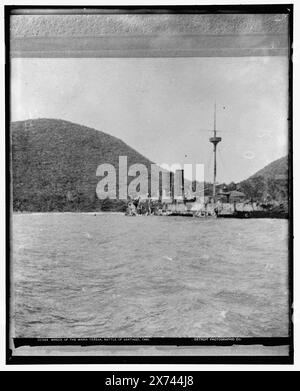 Wreck of the Maria Teresa, Battle of Santiago, 1898, Date based on Detroit, Catalogue J (1901)., Detroit Publishing Co. no. 021524., Gift; State Historical Society of Colorado; 1949,  Infanta Maria Teresa (Ship) , Government vessels, Spanish. , Santiago, Battle of, Santiago de Cuba, Cuba, 1898. , Naval warfare. , Cuba, Santiago de Cuba. Stock Photo