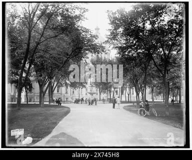 Madison, Wis., in Capitol Park, '216' on negative., Detroit Publishing Co. no. 04633., Gift; State Historical Society of Colorado; 1949., Unverified information in this record. Est. 610,  Wisconsin State Capitol (Madison, Wisc.) , Capitols. , Parks. , United States, Wisconsin, Madison. Stock Photo