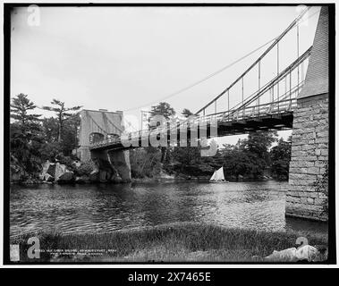 Old chain bridge, Newburyport, Mass., first suspension bridge in America, '83' on negative., Detroit Publishing Co. no. 011983., Gift; State Historical Society of Colorado; 1949,  Bridges. , United States, Massachusetts, Newburyport. Stock Photo