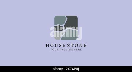 house stone logo vector icon illustration minimalist design Stock Vector