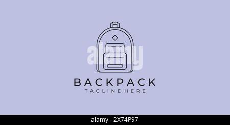 backpack line art logo vector illustration minimalist design Stock Vector