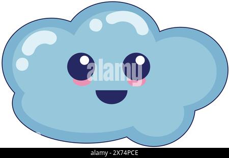 A cartoon of a little blue cloud Stock Vector