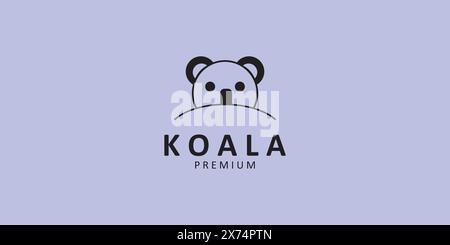 koala head line logo vector icon illustration minimalist design Stock Vector