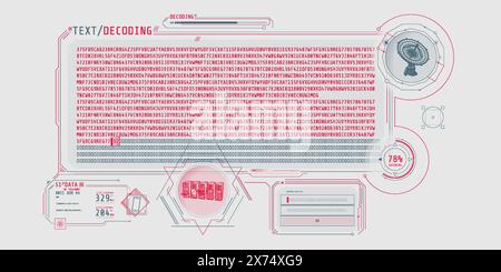 Radio telescope data processing interface with text decoding. Stock Vector