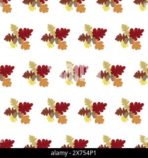 Oak branch with acorns and leaves. Autumn colorful foliage. Seamless pattern. Vector illustration . Stock Vector