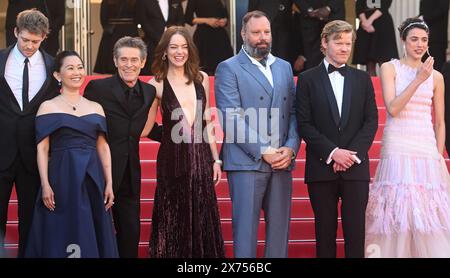 Greek director Yorgos Lanthimos, American actresses Emma Stone, Hong Chau, Margaret Qualley, actor Jesse Plemons, Willem Dafoe and British actor Joe Aldwyn attend the premiere of Kinds Of Kindness at the 77th Cannes Film Festival in Cannes, France on Friday, May 17, 2024. Photo by Rune Hellestad/ UPI Stock Photo