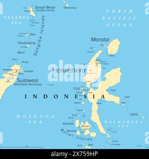 Ruang, an active Indonesian volcanic island, gray political map ...