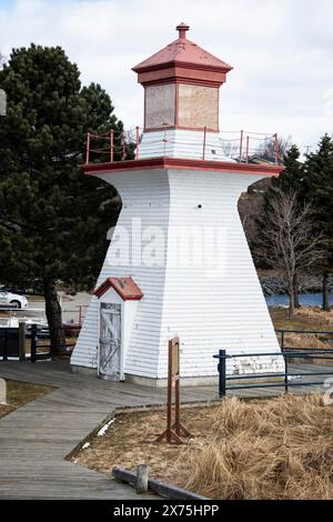 Lighthouse at Ritchie Wharf Park in Miramichi, New Brunswick, Canada Stock Photo