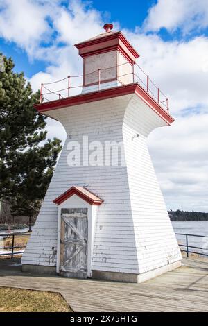 Lighthouse at Ritchie Wharf Park in Miramichi, New Brunswick, Canada Stock Photo