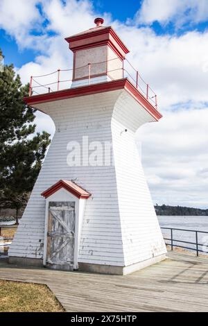 Lighthouse at Ritchie Wharf Park in Miramichi, New Brunswick, Canada Stock Photo