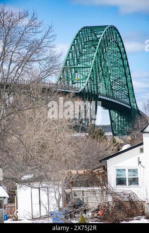 Centennial Bridge over the Miramichi River in New Brunswick, Canada Stock Photo