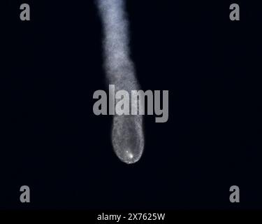 A SpaceX Falcon 9 rocket creates an exhaust plume as it launches 23 Starlink satellites at dusk from Launch Complex 40 at the Cape Canaveral Space Force Station, Florida on Friday May 17, 2024. Photo by Joe Marino/UPI Credit: UPI/Alamy Live News Stock Photo