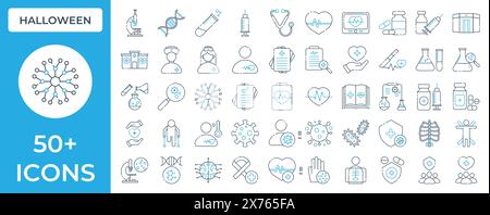 Medical Essentials Icon Pack: From Stethoscopes to Laboratories - Everything You Need for Medical Graphics Stock Vector