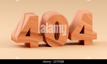 Page not found 404 error web page concept design Eco minimal style wooden letters. 3d rendering illustration Stock Photo