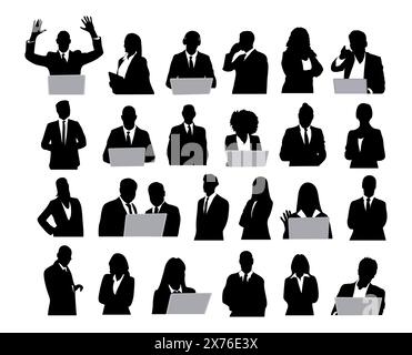 Vector Set Of Businesswoman Silhouettes Illustration Isolated On White ...