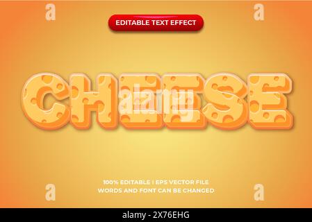 Editable text effects Cheese , words and font can be changed Stock Vector