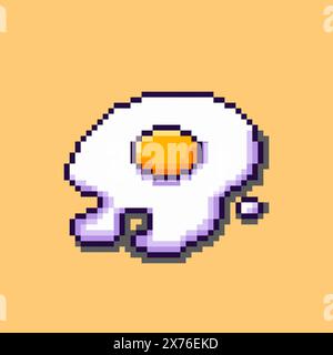 Vector Illustration of Fried Egg with Pixel Art Design, perfect for game assets themed designs Stock Vector