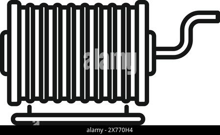 Simplistic black line icon of a cable or wire spool, perfect for various industrial themes Stock Vector