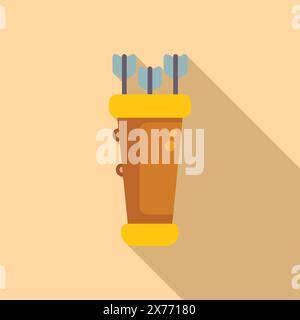 Minimalist style vector of a quiver with arrows on a warmtoned background Stock Vector