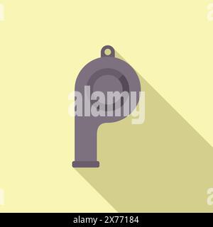 Simplistic flat design of a dark whistle on a pastel background, ideal for icons and infographics Stock Vector