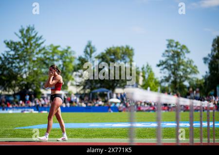 Gotzis, Austria. 18th May, 2024. German Sophie Weisenberg looks dejected during the women's decathlon event on the first day of the Hypo-Meeting, IAAF World Combined Events Challenge, in the Mosle stadium in Gotzis, Austria, Saturday 18 May 2024. BELGA PHOTO JASPER JACOBS Credit: Belga News Agency/Alamy Live News Stock Photo