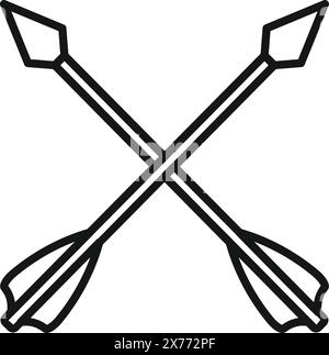 Simplistic black and white line drawing of two arrows crossed over each other Stock Vector