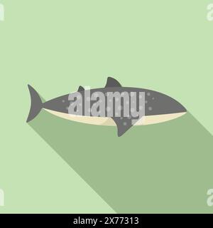 A minimalist shark graphic with a modern flat design style on a green background Stock Vector