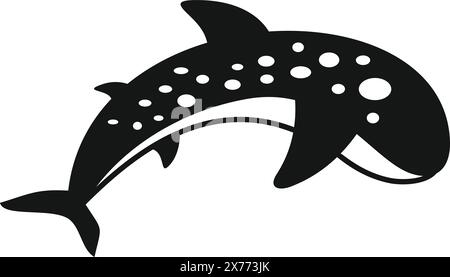 Black and white vector silhouette of an orca whale in midleap, isolated on white Stock Vector