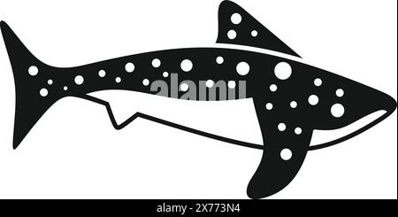 Vector graphic of a stylized shark illustration in a simple black and white design Stock Vector