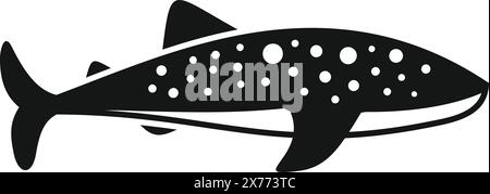 Simple black and white illustration of a shark with spots, perfect for design elements Stock Vector